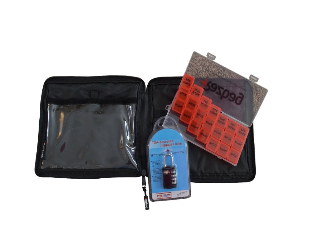 Prescription Medication Bag Standard Lock Travel Case (Red)